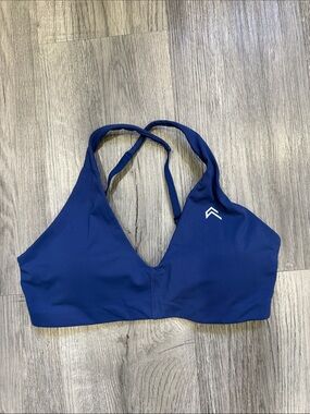 Oner Active Deep Blue V‑Neck Cross‑Back Sports Bralette